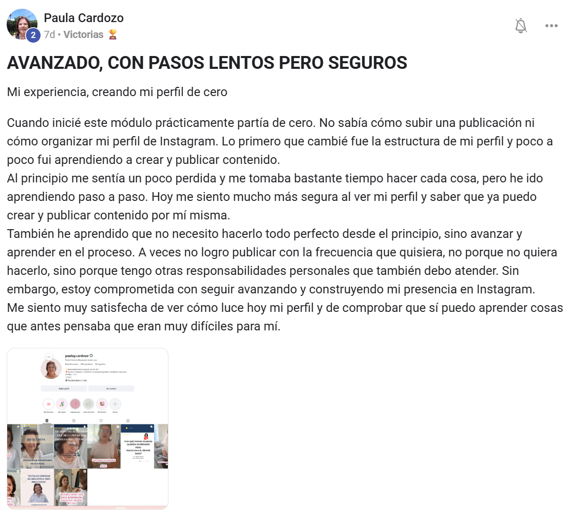 Antes y después del perfil de Instagram de Guada Quesada